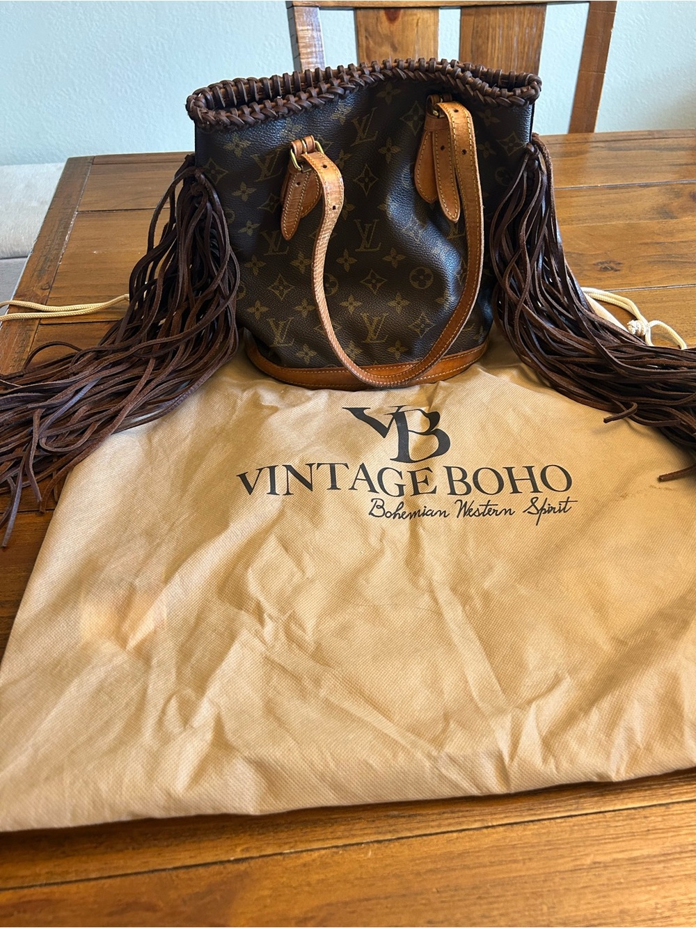 Vintage Boho Bags Authentic Upcycled Louis Vuitton French Bucket Bag